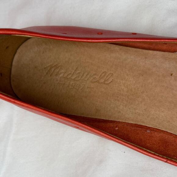 Madewell Sidewalk Skimmer Flats Red Perforated Leather Shoes Womens 8.5 - Picture 4 of 7